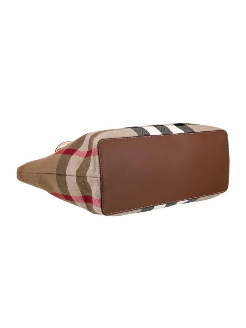 Burberry London Check Canvas Tote with Brown Leather Straps - Picture 3 of 13